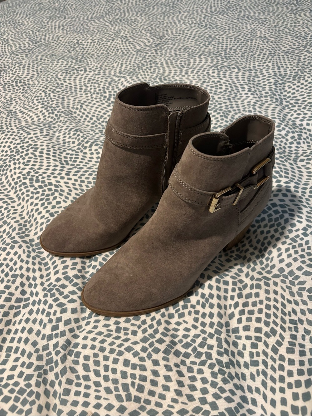 Women's express Suede Ankle Booties with Buckle Detail